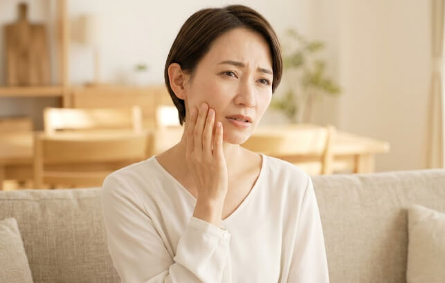 歯の痛みを感じて、早く受診すればよかったと後悔する日本人女性