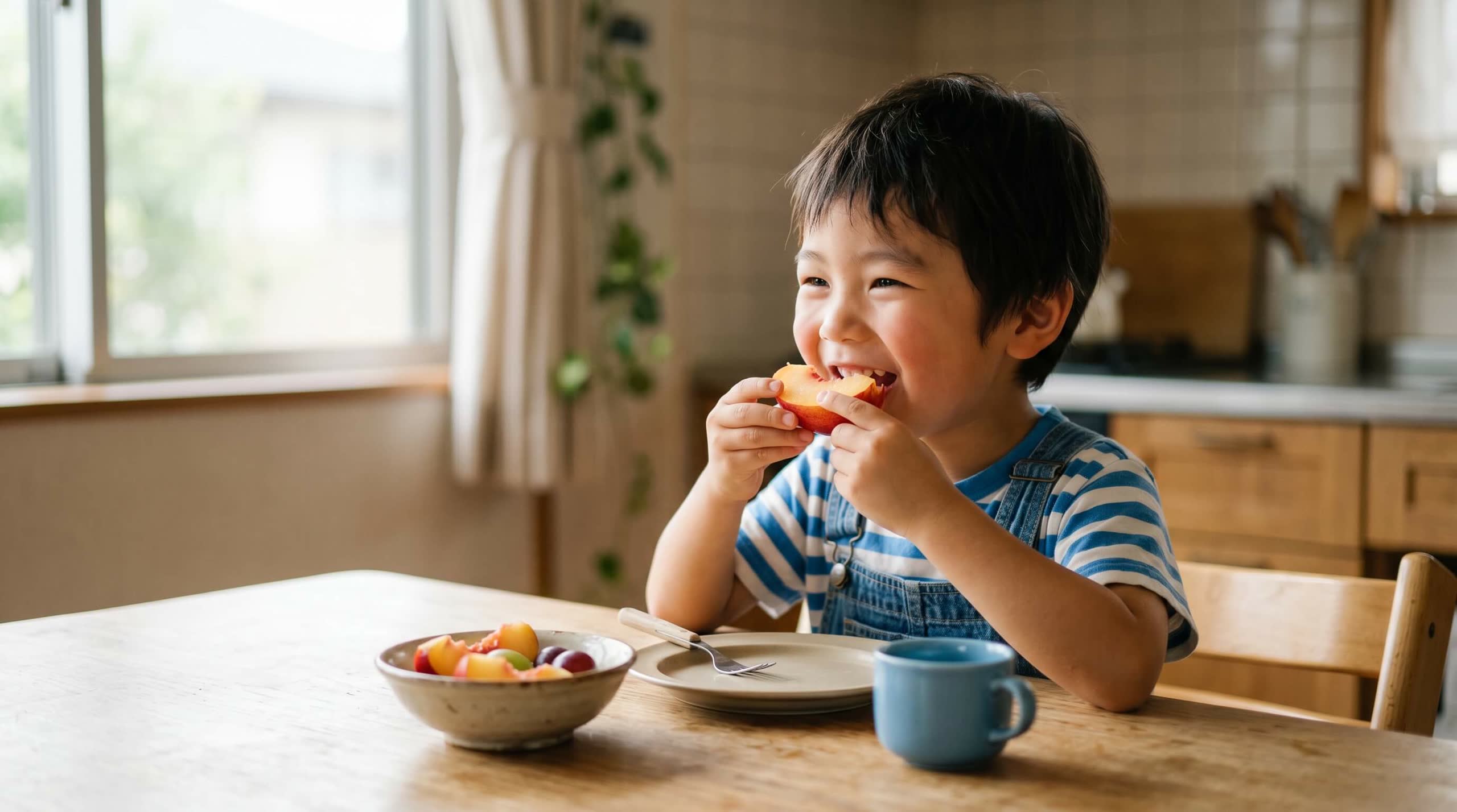 おやつを楽しむお子さんの様子