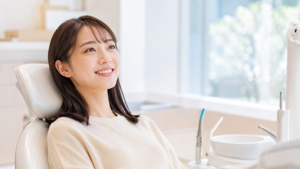 歯科治療を前に安心した表情の女性の様子